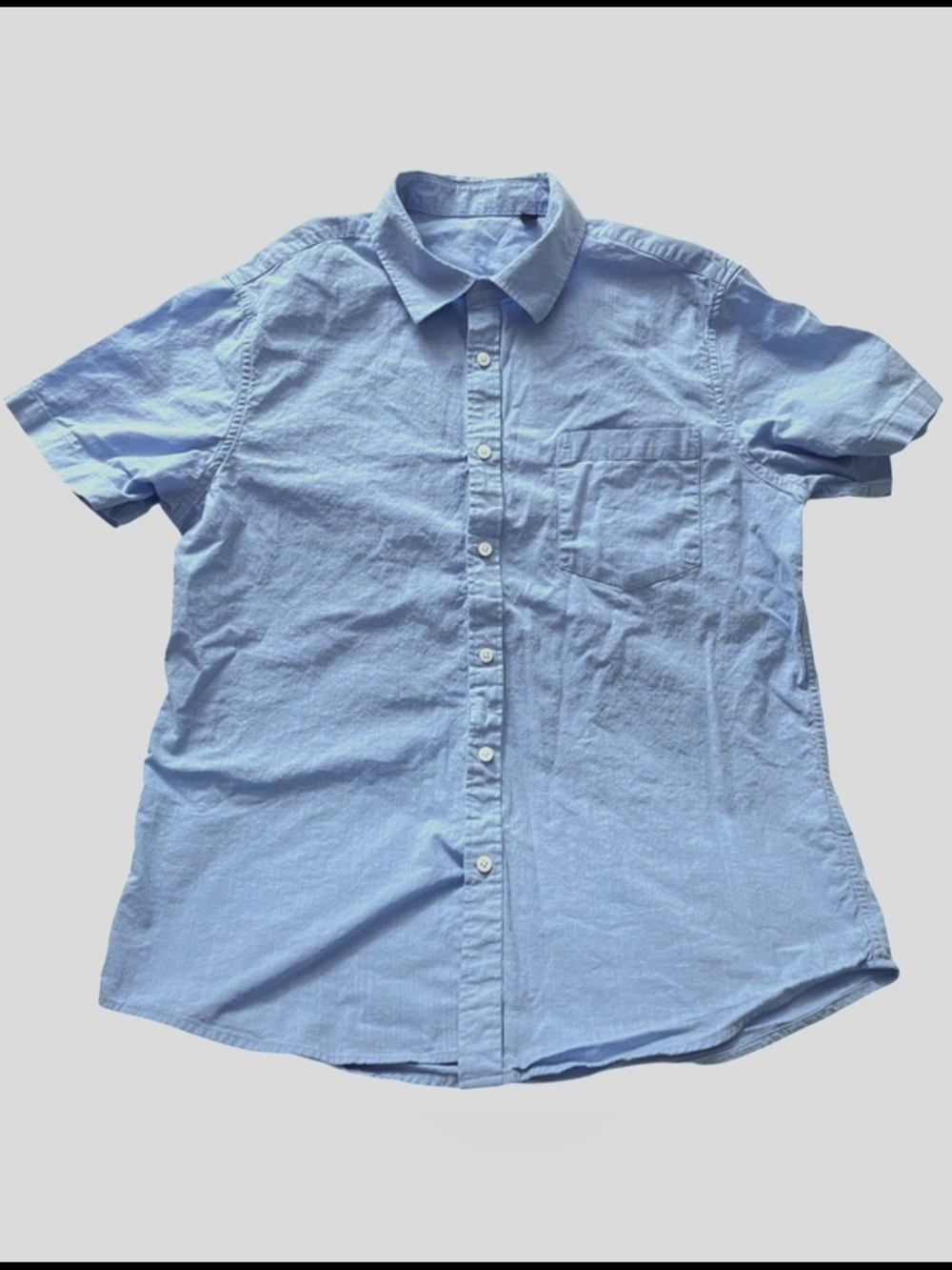 Italian Linen Light Blue Luxury Short Sleeve Button-Down Shirt
